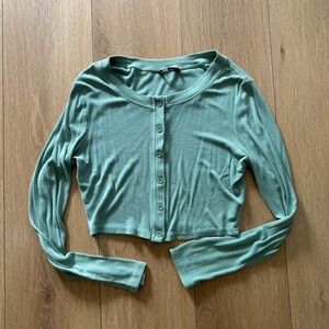 SHEIN Sage Button-Up Crop Top